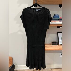 Maeve ribbed mid length black dress.